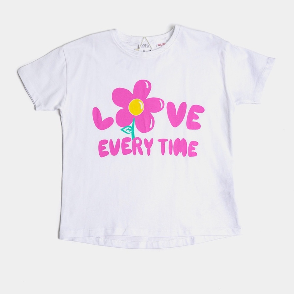 NWOT ZARA | Kids’ White Tee “Love Every Time”